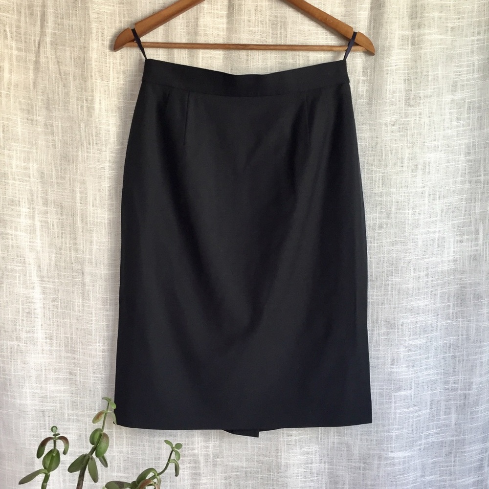 Escada 100% Wool Black Pencil Skirt